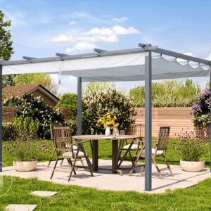 3x4m Pergola gris-perle, toile d'ombrage gris perle